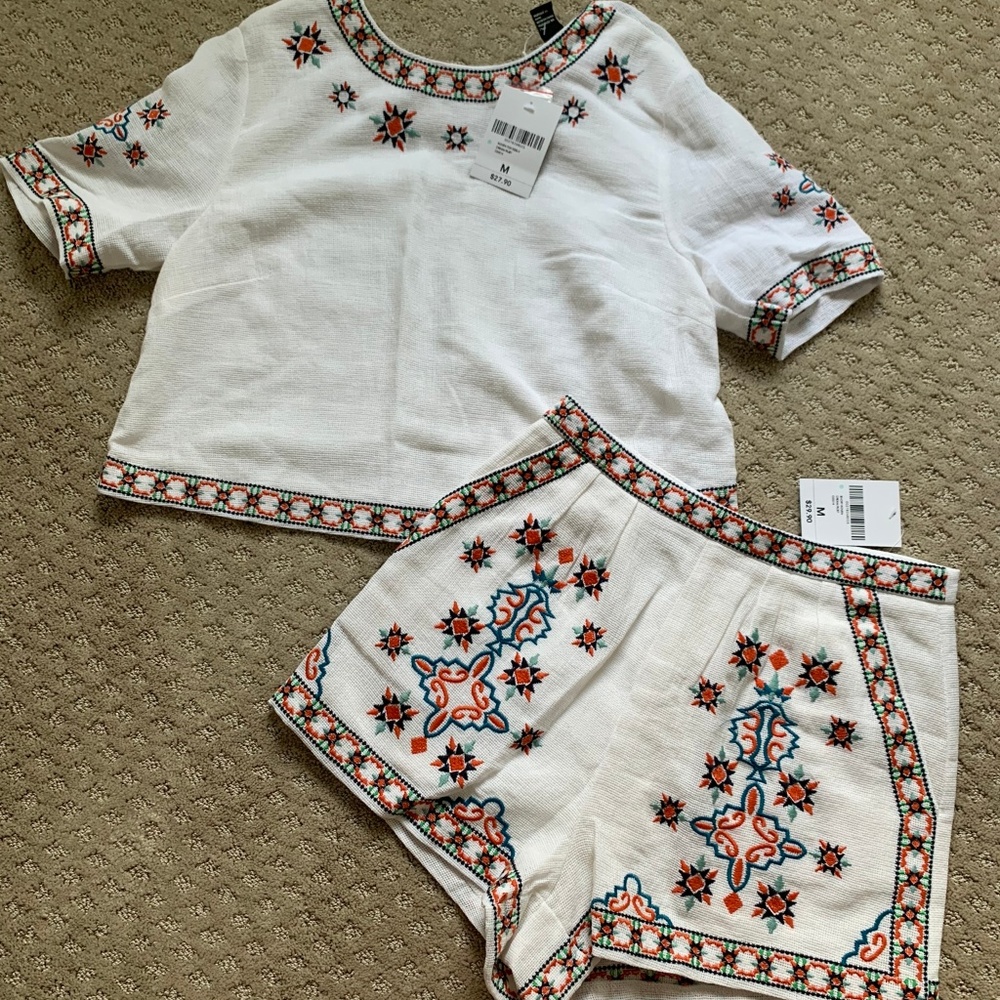 forever 21 matching embroidered set